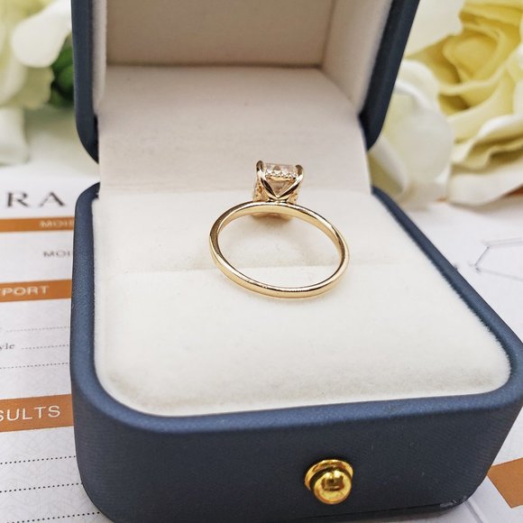 14K Yellow Gold 3 Carats Emerald Cut Moissanite Engagement Ring - Picture 14 of 14